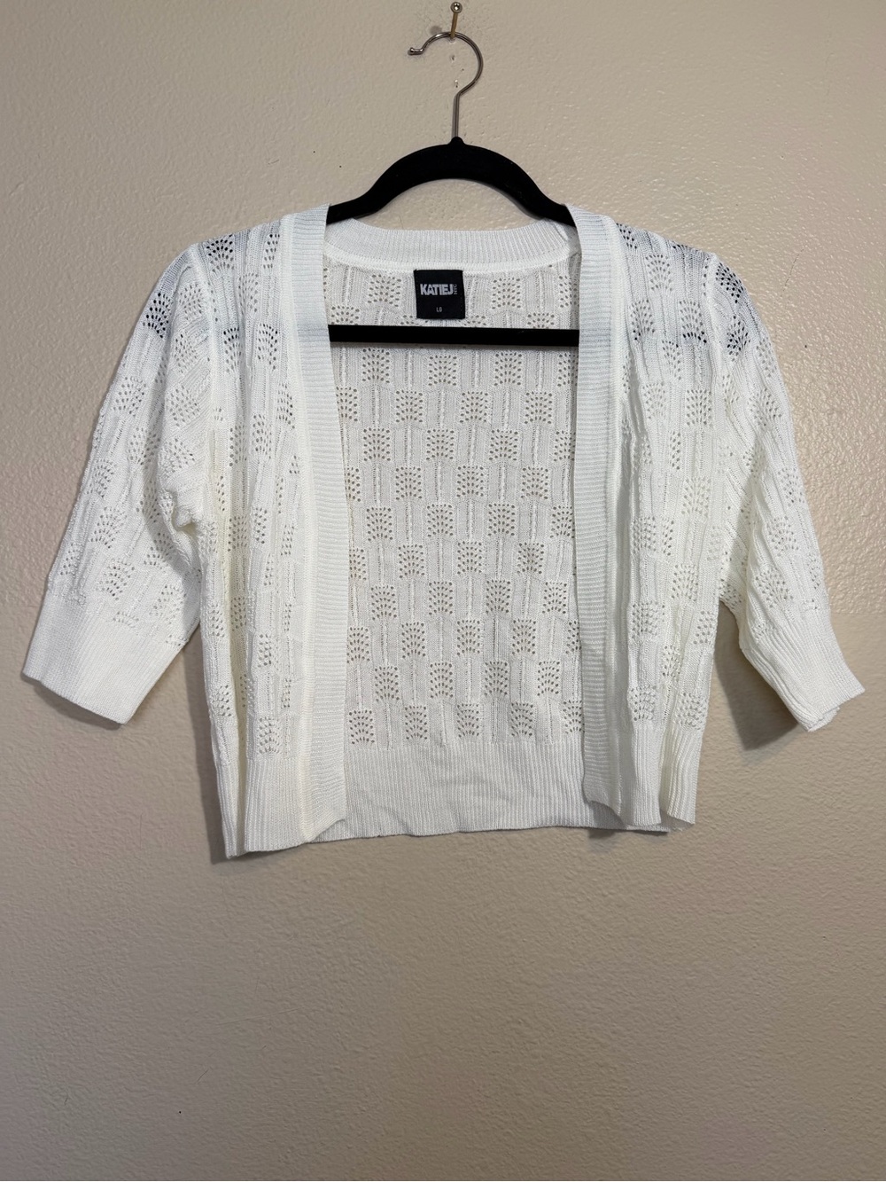 Katie J NYC Open Knit White Girls Large Cardigan Sweater